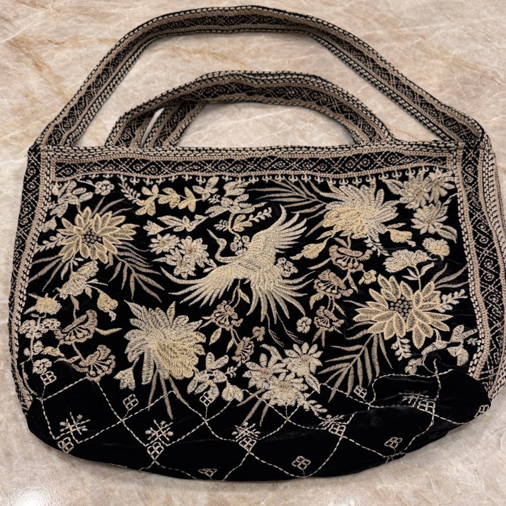 NWT Johnny Was Othilia Velvet Tote Black